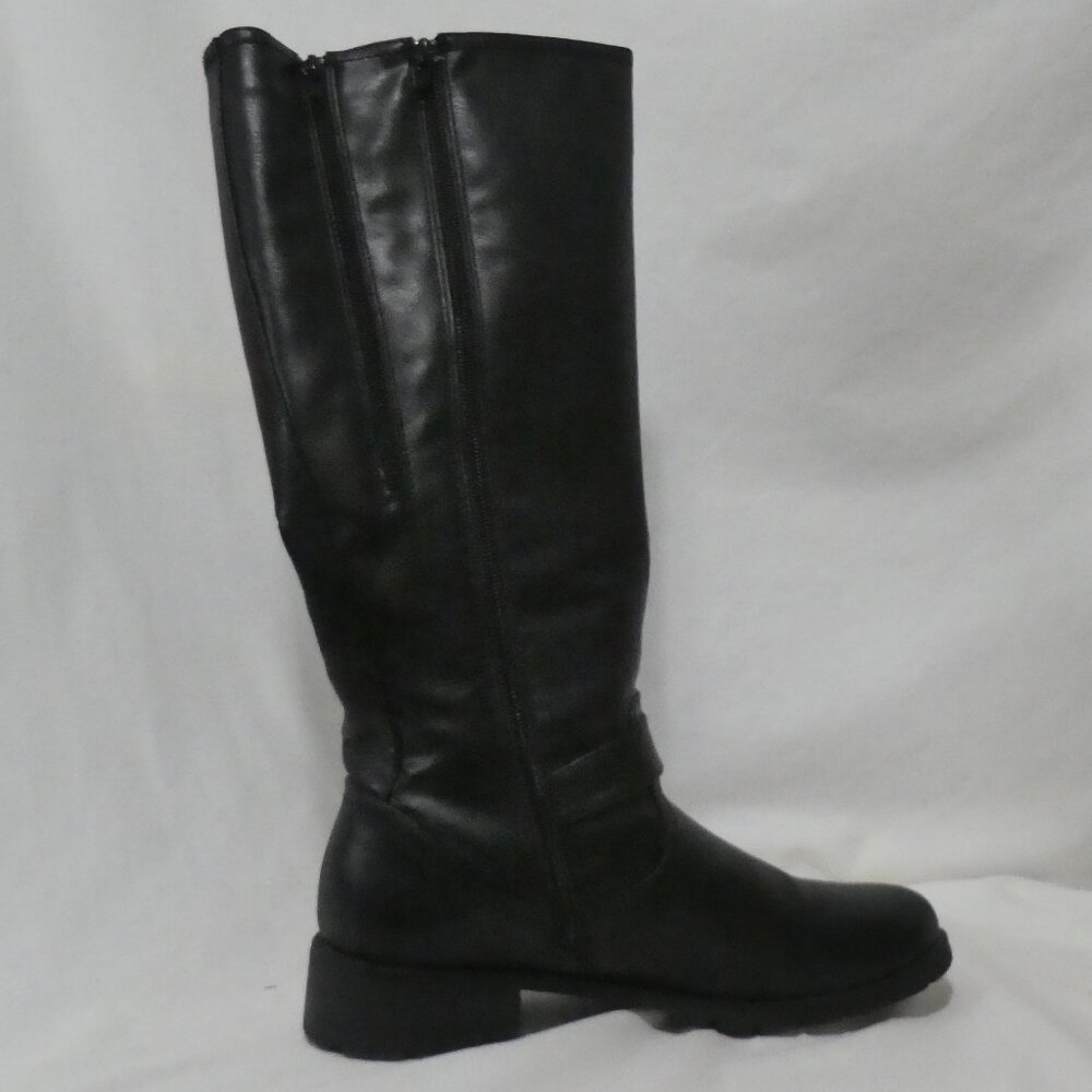 TAXI | size 10 | Classic Black Knee-High Boots | Zipper and Buckle | Lined - Picture 10 of 12
